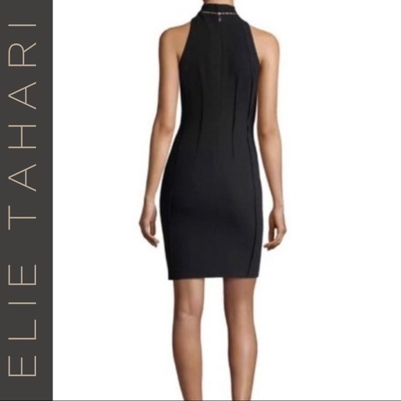 ✨NWoT✨🏷Elie Tahari: Studded Halter Neck Sheath Cocktail Dress Showstopper 🤩 - Picture 8 of 12